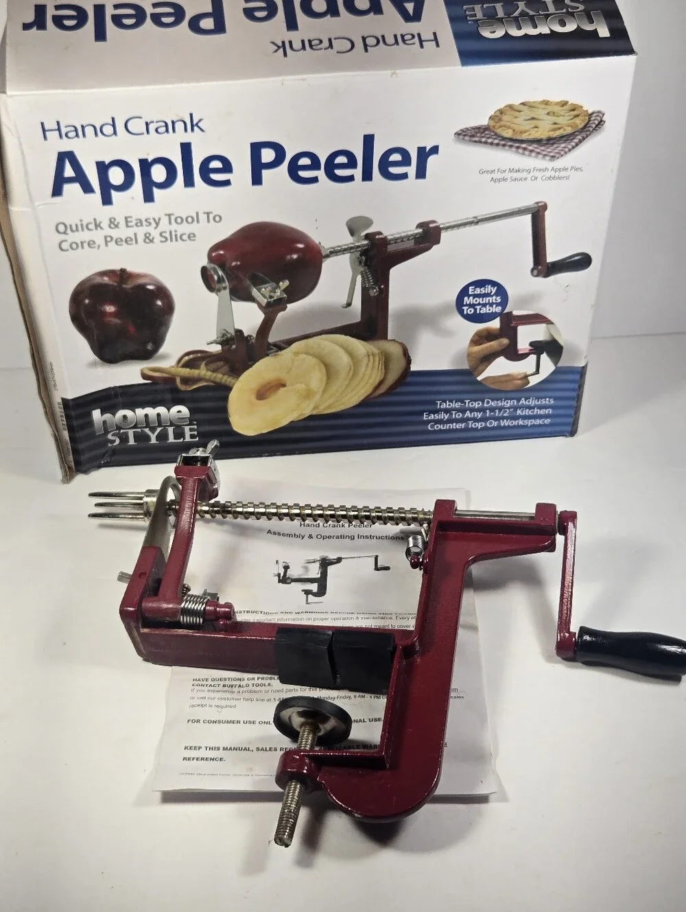 Hand Crank Apple Peeler by Home Style Easy Tool To Core, Peel, And Slice Apples